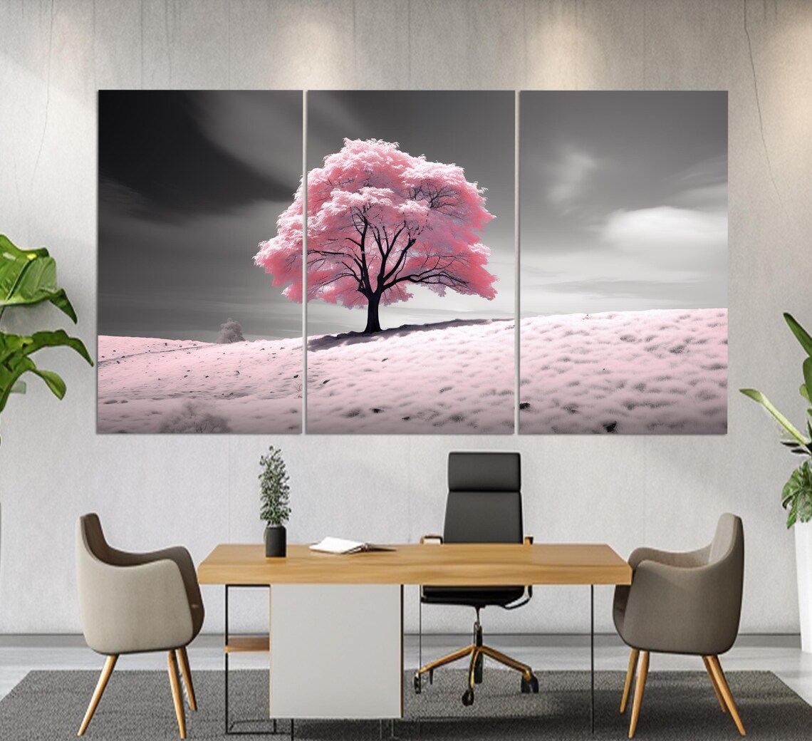 Abstract Pink Tree Print Abstract Nature Wall Art Pink Wall Decor Pink Tree Painting Soft Pink Art - Image 6