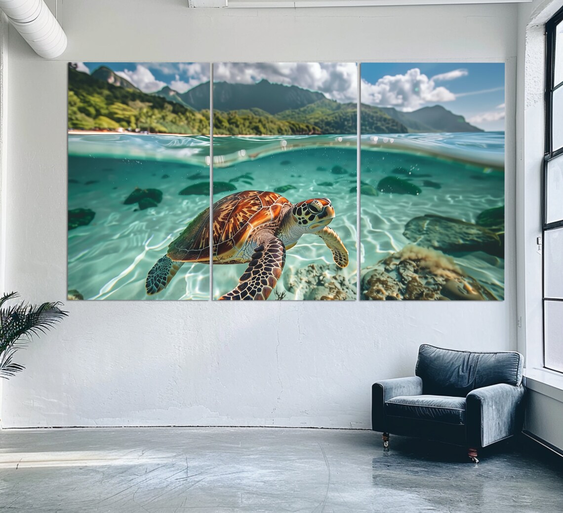 Sea Turtle Ocean Underwater Wall Art Print - Image 2