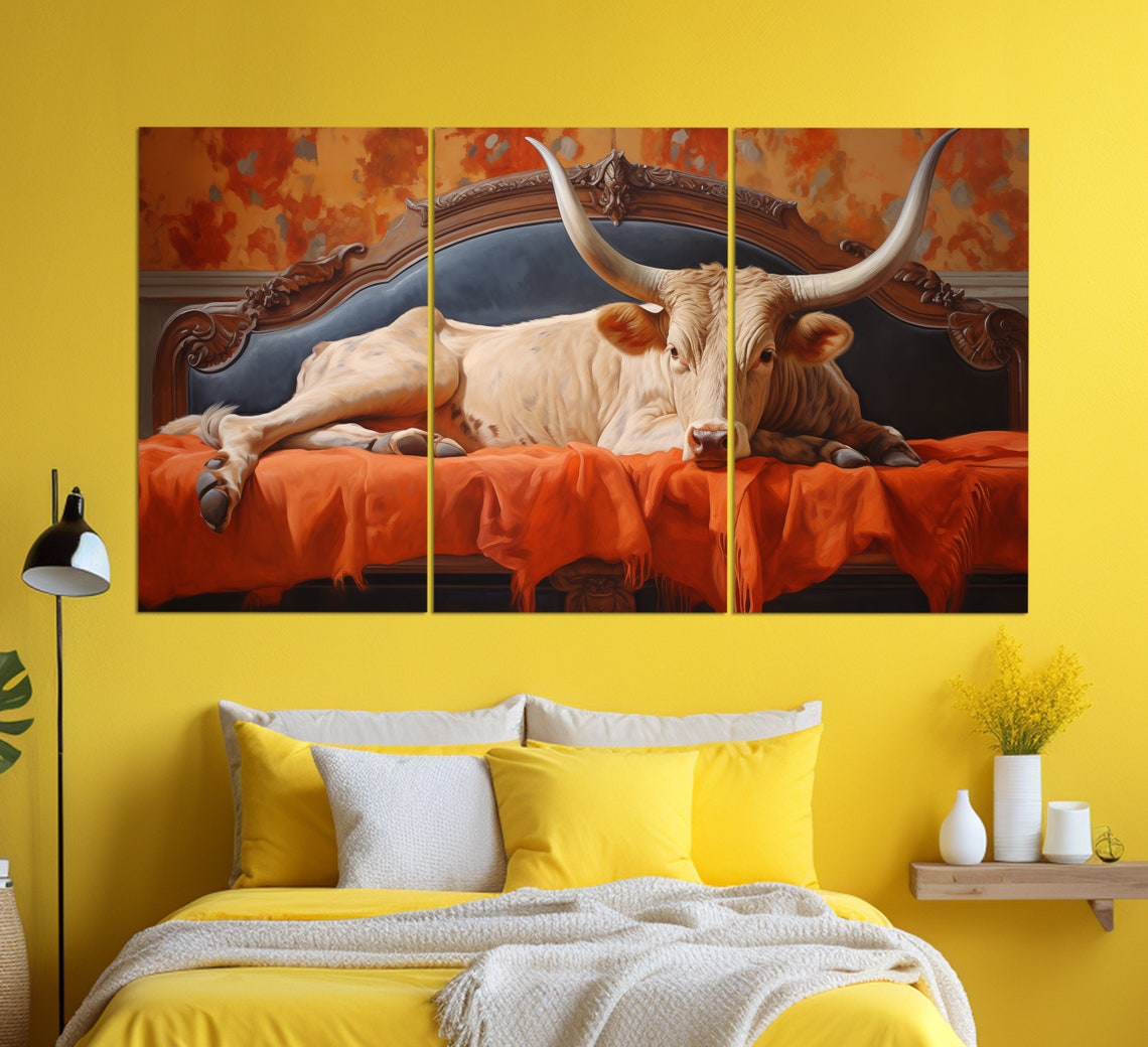 Cow In The Bedroom Print Bedroom Wall Decor Farmhouse Wall Decor Cow Painting Cows Wall Art Cute Cow Painting Cow Print - Image 2