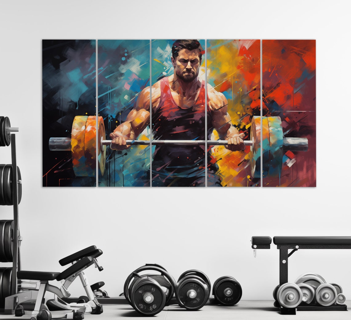 Abstract Weightlifting Print In An Oil Painting Style Fitness Wall Art Fitness Painting Bodybuilding Poster Bodybuilder Gift - Image 2