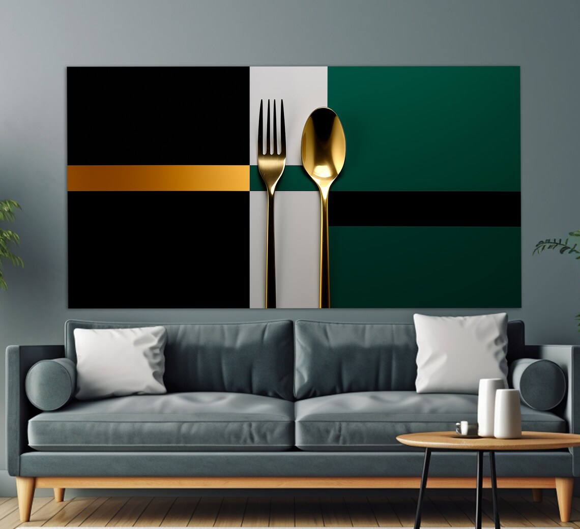 Abstract Fork And Spoon Kitchen Wall Art - Image 4