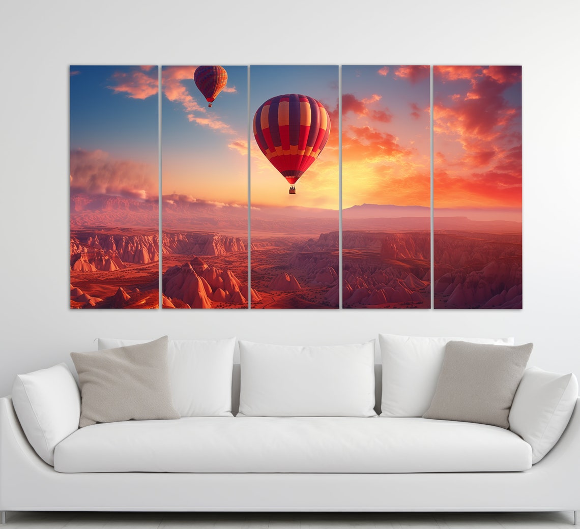 Hot Air Balloons In Cappadocia Print Cappadocia Sunset Poster Balloons Fest In Turkey Wall Art Cappadocia Art - Image 2