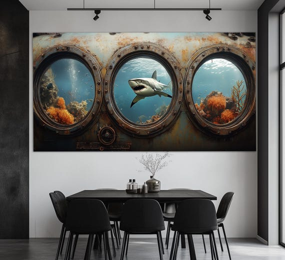 Shark Underwater World Art Print, Diving Wall Decor