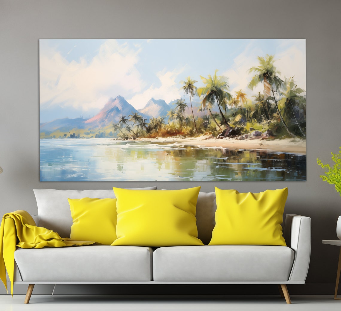 Neutral Colors Fiji Beach Print Fiji Wall Art Fiji Beach Oil Painting Soft Tones Print Fiji Wall Decor Fiji Art