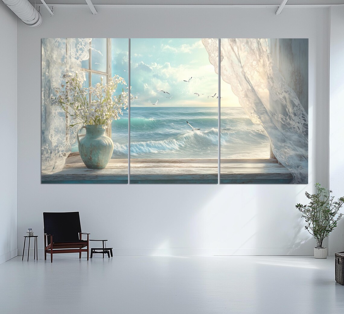 Sea View From Open Window, Nautical Wall Art Print - Image 3