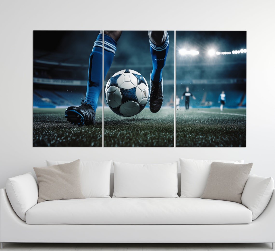 Night Stadium Soccer Kick Floodlights Dramatic Football Action Poster - Image 3