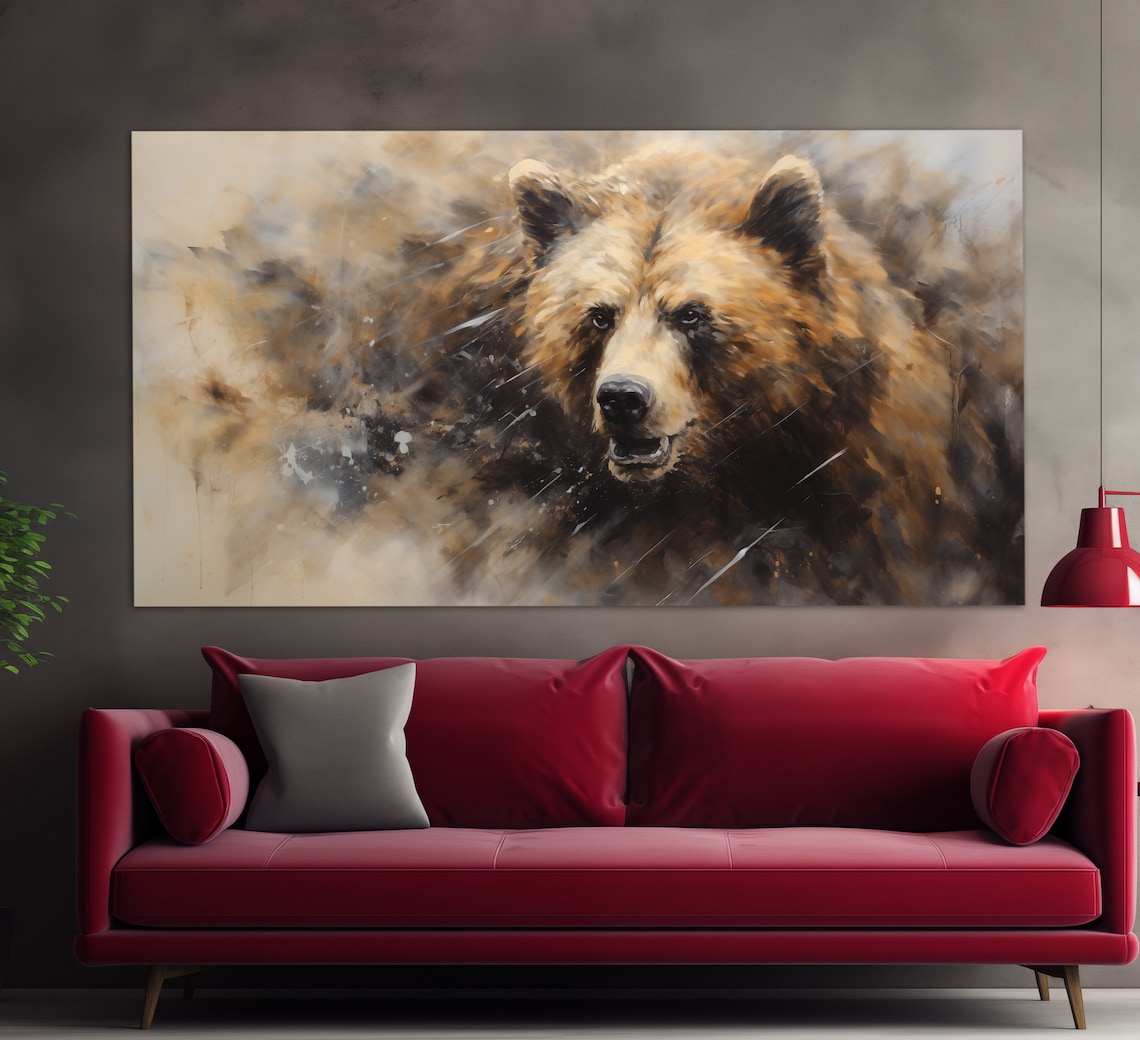 Brown Bear Vintage Oil Painting Style Art Print