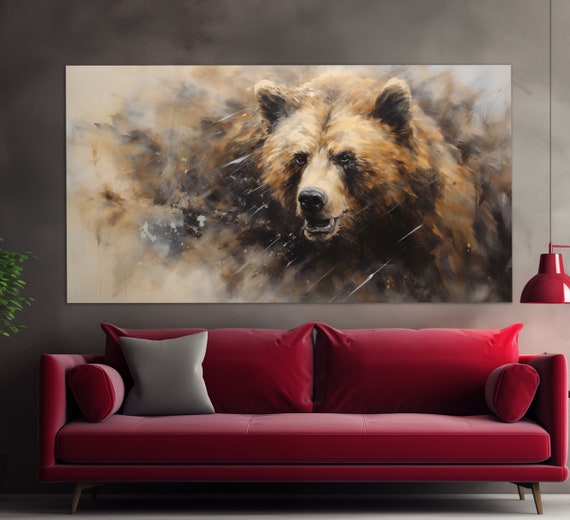 Brown Bear Vintage Oil Painting Style Art Print