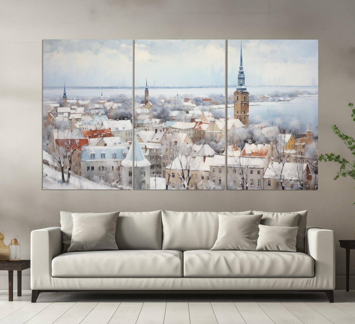 Tallinn Print In A Vintage Oil Painting Style Abstract Tallinn Wall Art Tallinn Painting Estonia Wall Art Estonia Art - Image 3