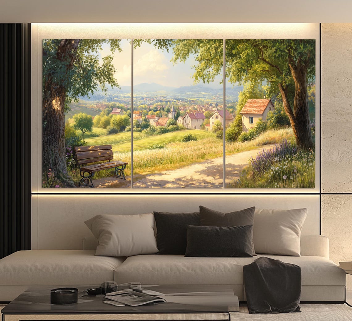 Scenic French Village Print In An Oil Painting Style Abstract French Wall Art Rustic Provence Painting Provence Wall Art - Image 6