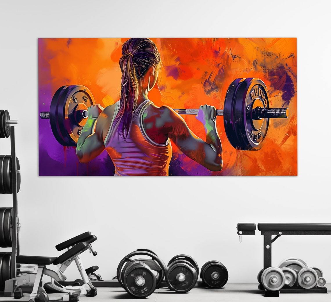 Woman Workout Wall Art Gym Wall Decor Abstract Weightlifting Print In An Oil Painting Style Fitness Wall Art Fitness Painting - Image 4