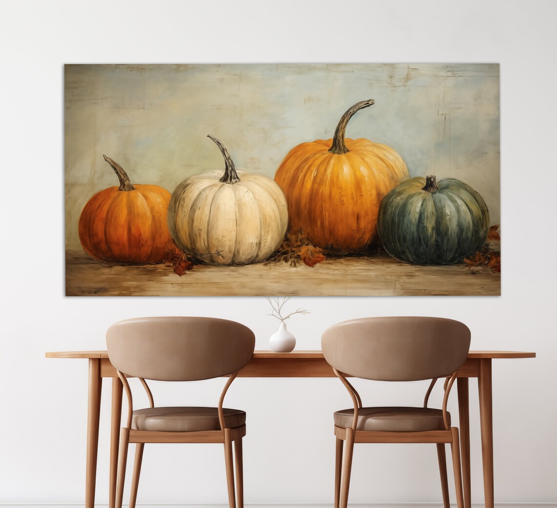 Rustic Pumpkins Harvest Autumn Leaves Farmhouse Still Life Poster