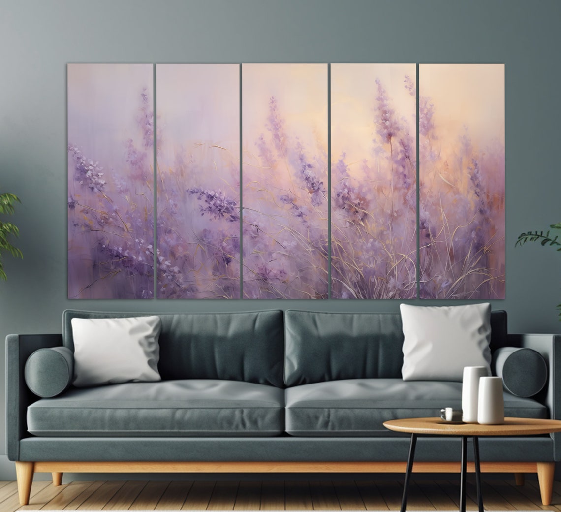 Soft Purple Lavender Bouquet Abstract Painterly Floral Wall Art Poster - Image 3
