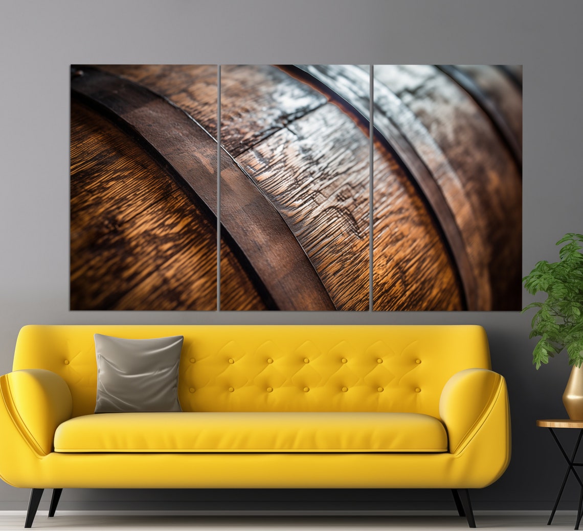 Wooden Wine Barrel Close Up Rustic Oak Texture Photography Print - Image 2