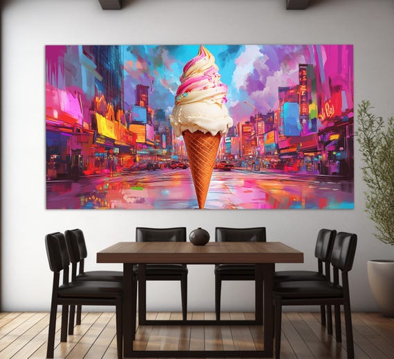Abstract Ice Cream Print Ice Cream Painting Sweets Wall Decor Ice Cream Wall Art Sweet Shop Decor Ice Cream Store Decor