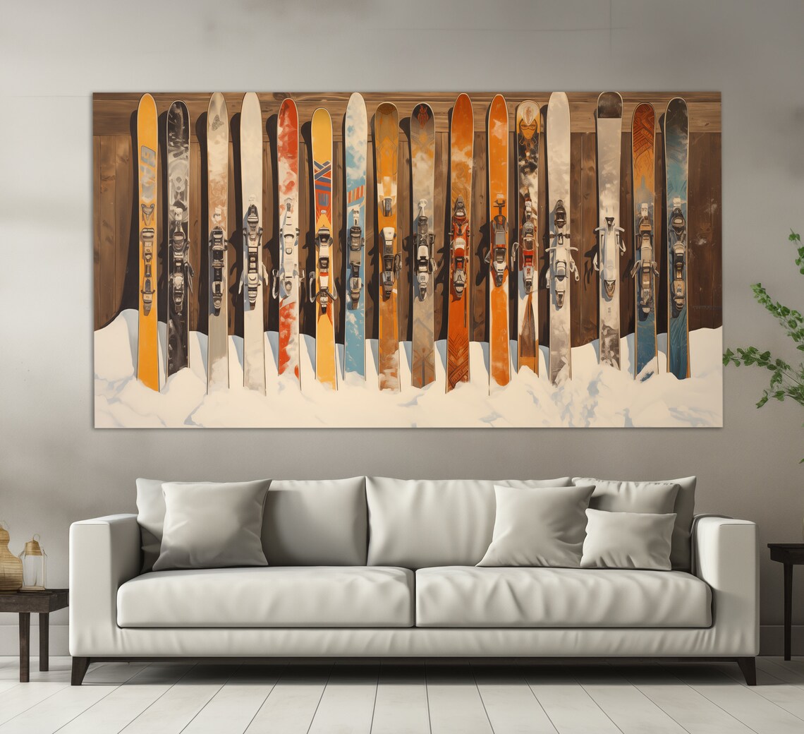 Vintage Ski Abstract Ski Painting, Ski Resort Poster