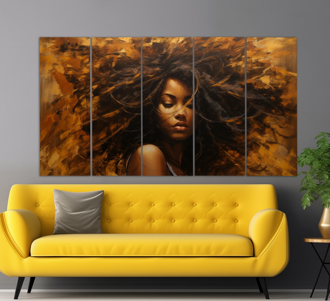 Fashion Wall Art African Woman Print In An Abstract Oil Painting Style Ethnic Woman Painting Beauty Studio Decor - Image 2