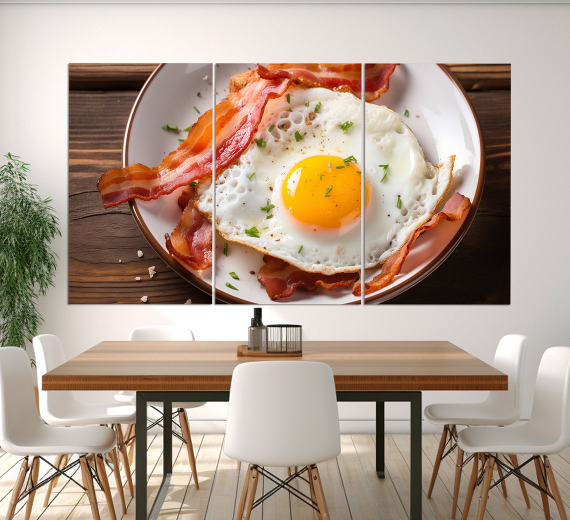 Sunny Side Up Fried Egg And Crispy Bacon Breakfast Food Art Poster - Image 2