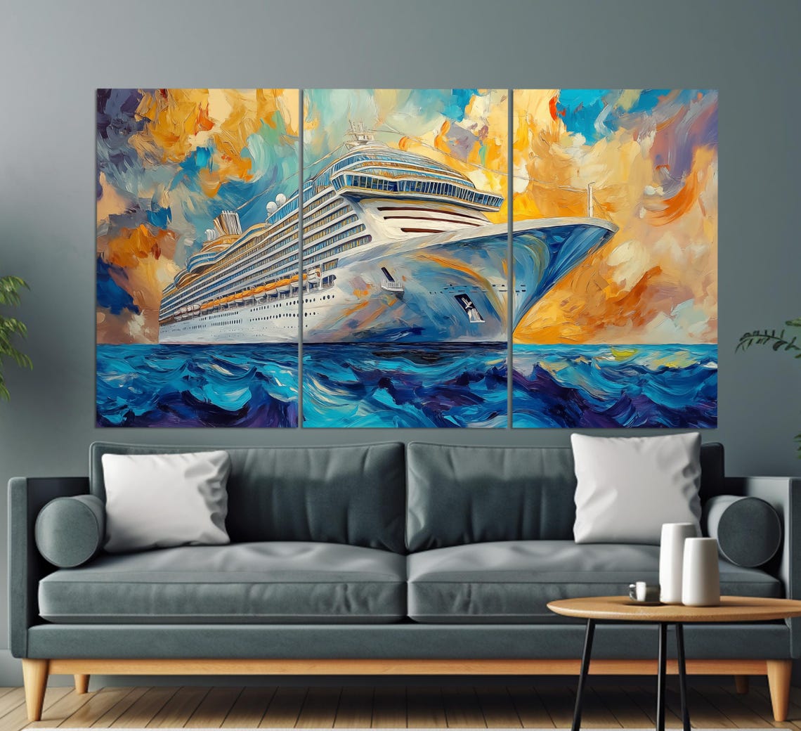 Cruise Ship Print In A Vintage Oil Painting Style Cruise Ship Painting Cruise Ship Poster Travel Agency Decor Travel Wall Art - Image 6