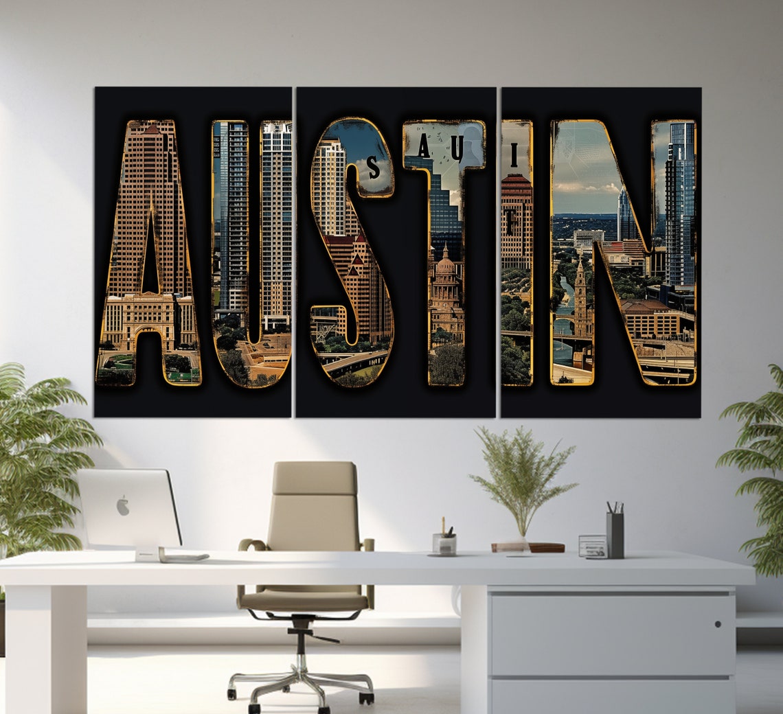 Austin Texas Letter Art With Downtown Skyline And Capitol Photo Poster - Image 5