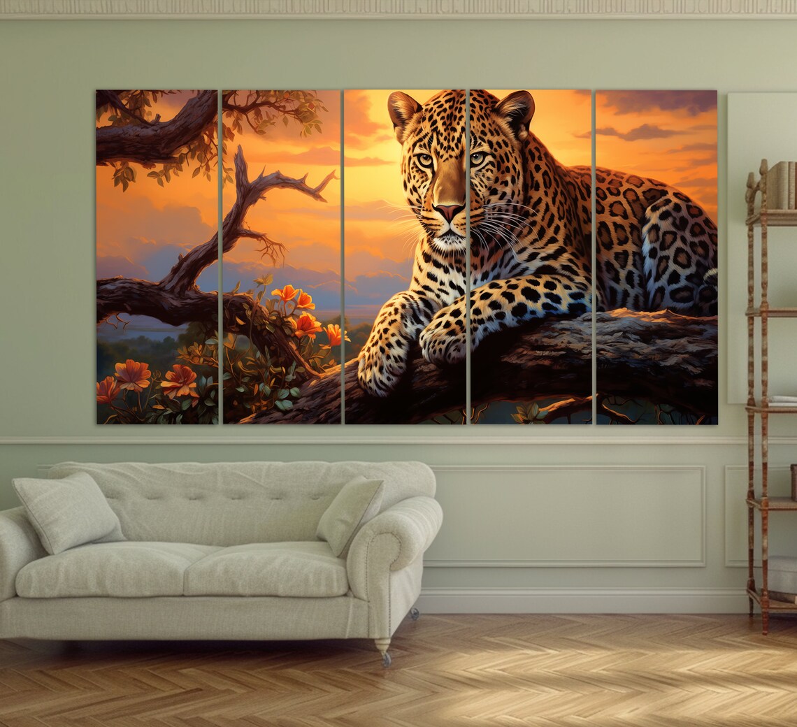 Leopard Painting, Wild Animals Art Print - Image 2
