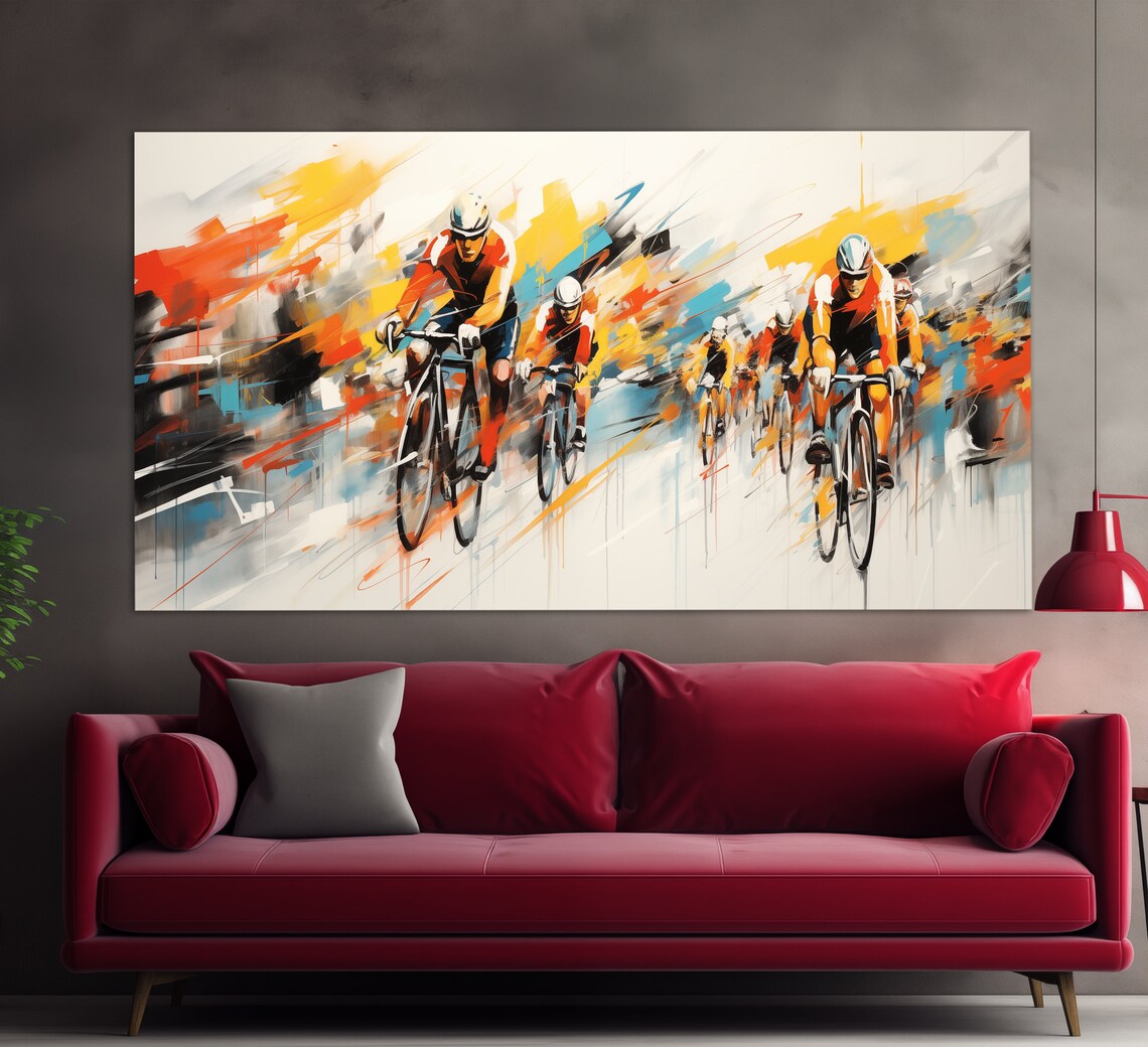 Abstract Cycling Print, Oil Painting Style Poster