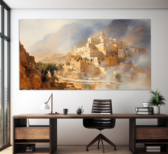 Vintage Algeria Abstract Oil Painting Art Print