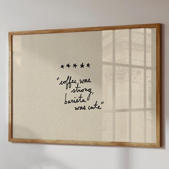 Coffee Review Print Bar Cart Art Trendy Kitchen Decor Digital Download Horizontal