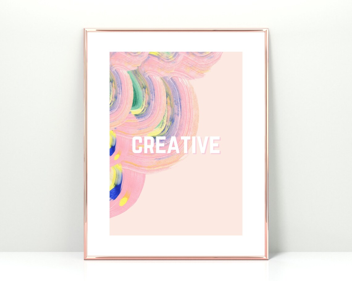 Creative Pink Abstract Brush Stroke Playful Modern Kids Room Poster