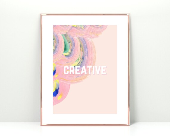 Creative Pink Abstract Brush Stroke Playful Modern Kids Room Poster