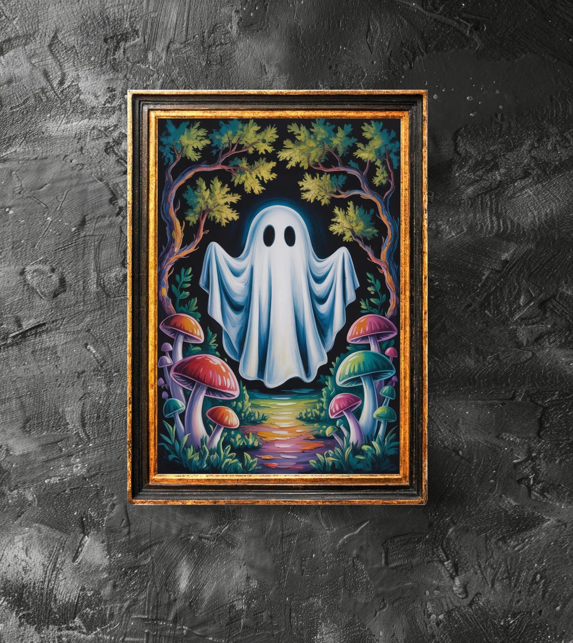 In Mushroom Forest Cute Poster Dark Academia Haunting Halloween Vintage