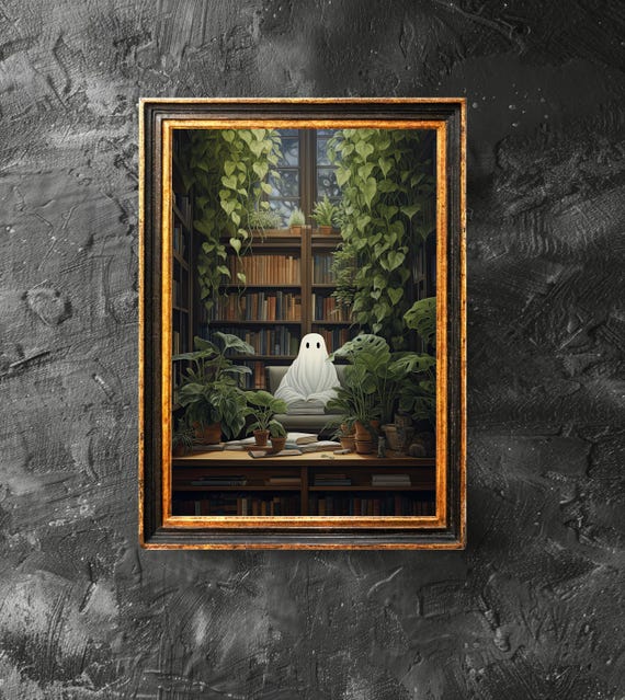 In A Library Poster Spooky Book Decor Lover Gift Vintage Halloween