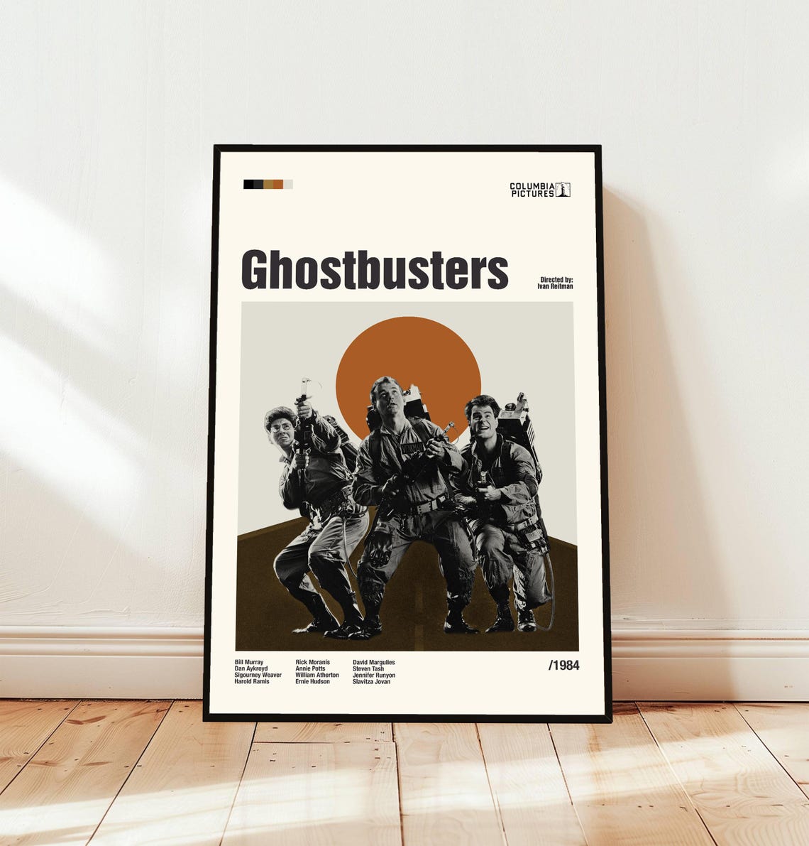 Ghostbusters 1984 Minimalist Movie Poster in Mid Century Modern Style