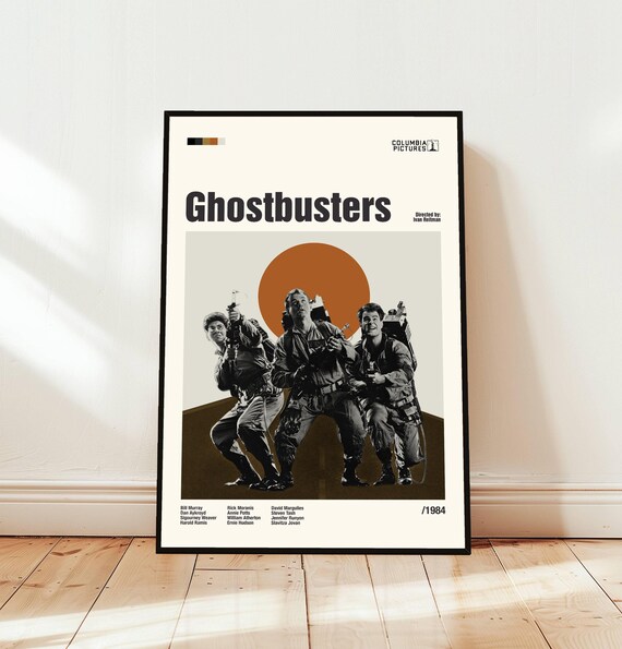 Ghostbusters 1984 Minimalist Movie Poster in Mid Century Modern Style