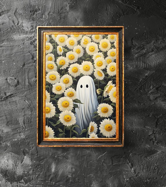 In A Sunflower Field Poster Wall Art Cute Halloween Funny Print