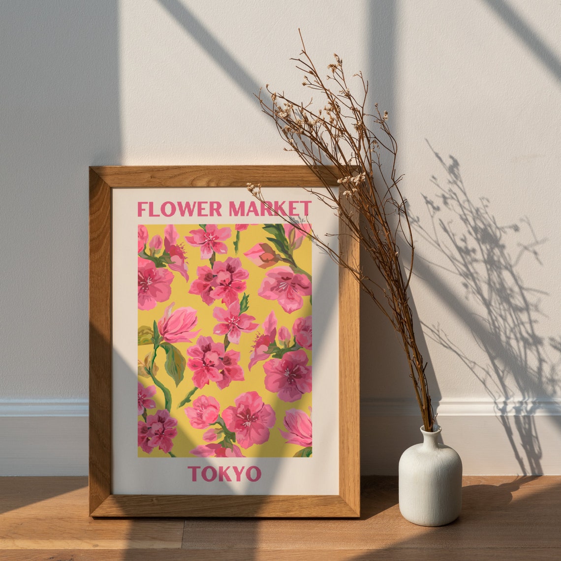 Flower Market Tokyo Print Flower Market Wall Art Flower Market Cherry Blossoms Print Colorful Abstract Floral Wall Art - Image 3