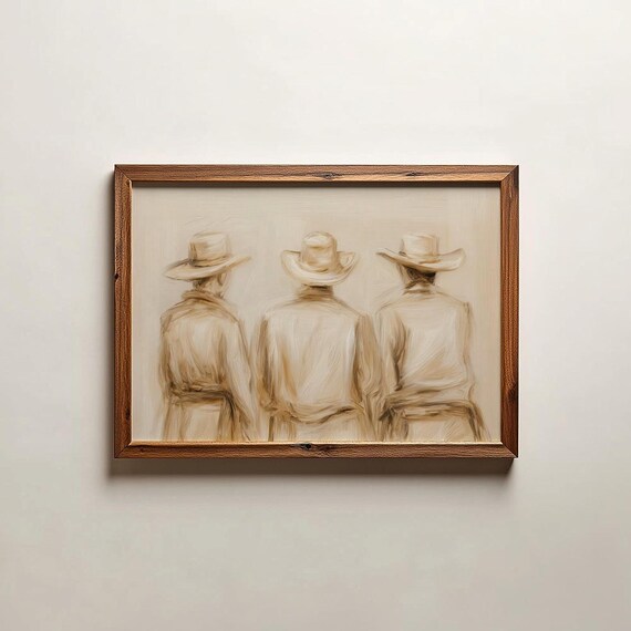Three Cowboys Western Painting Sepia Tone Desert Riders Art Poster