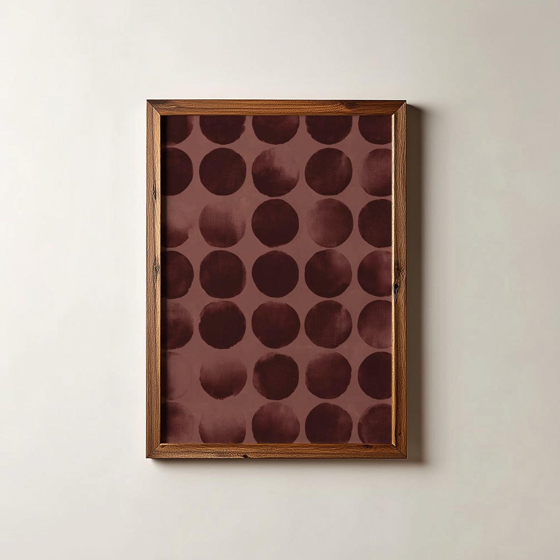 Burgundy Polka Dot Watercolor Abstract Dotted Pattern Art Print