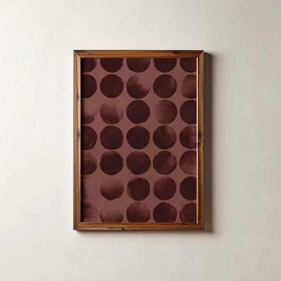 Burgundy Polka Dot Print Abstract Wall Art Pink Tones Printable Poster Serene Contemporary Decor For Modern Home