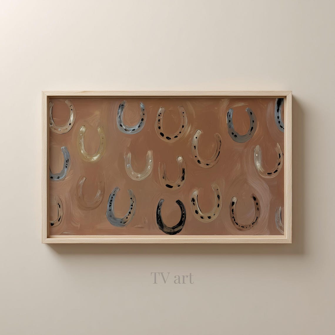Painted Horseshoes Pattern Brown Southwestern Farmhouse Poster