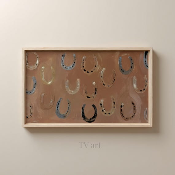 Horseshoes Western Frame Tv Art Brown Southwestern Lucky You Modern Country Digital Illustration Download