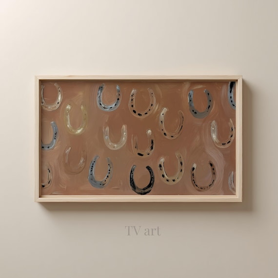 Painted Horseshoes Pattern Brown Southwestern Farmhouse Poster