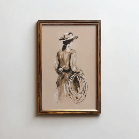 Modern Cowgirl Art Print Pink Western Style Decor Digital Download