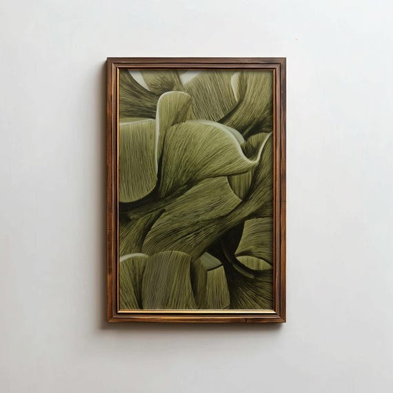 Green Abstract Oil Painting, Contemporary Design