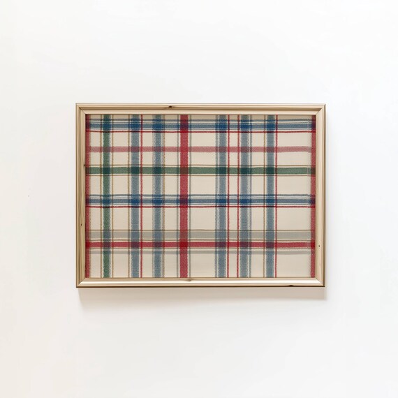 Vintage Plaid Tartan Tapestry Fall Cream Red Blue Green Print