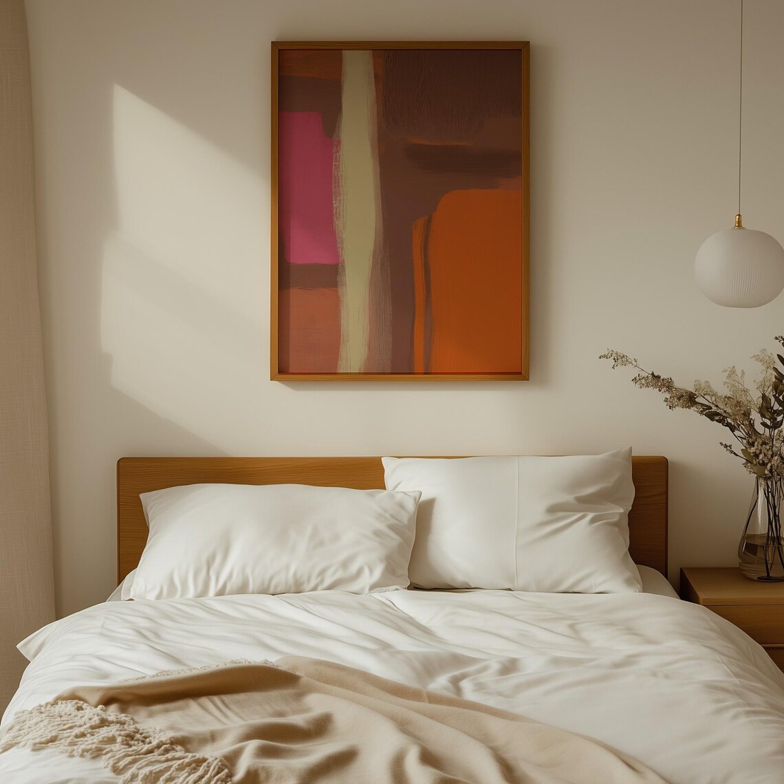 Terracotta Abstract Contemporary Bedroom Art Warm Rust Modern Wall Poster