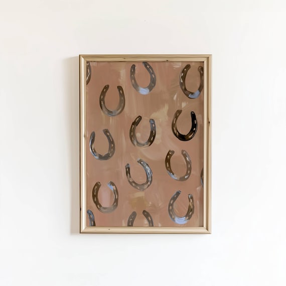 Horseshoes Print Western Wall Art Brown Southwestern Lucky You Modern Country Poster Vertical Digital Download