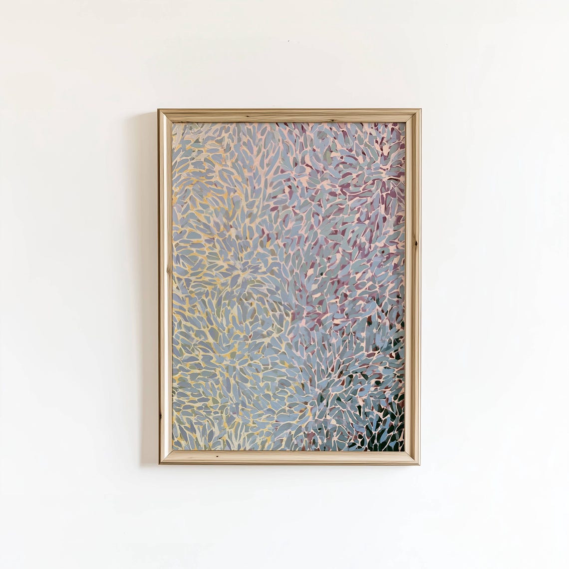 Blue Lavender Leaf Mosaic Botanical Abstract Texture Art Poster