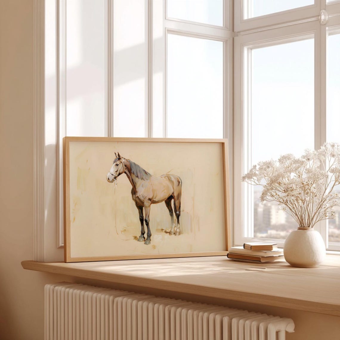 Minimalist Neutral Horse Art Print Modern Equine Poster Digital Download