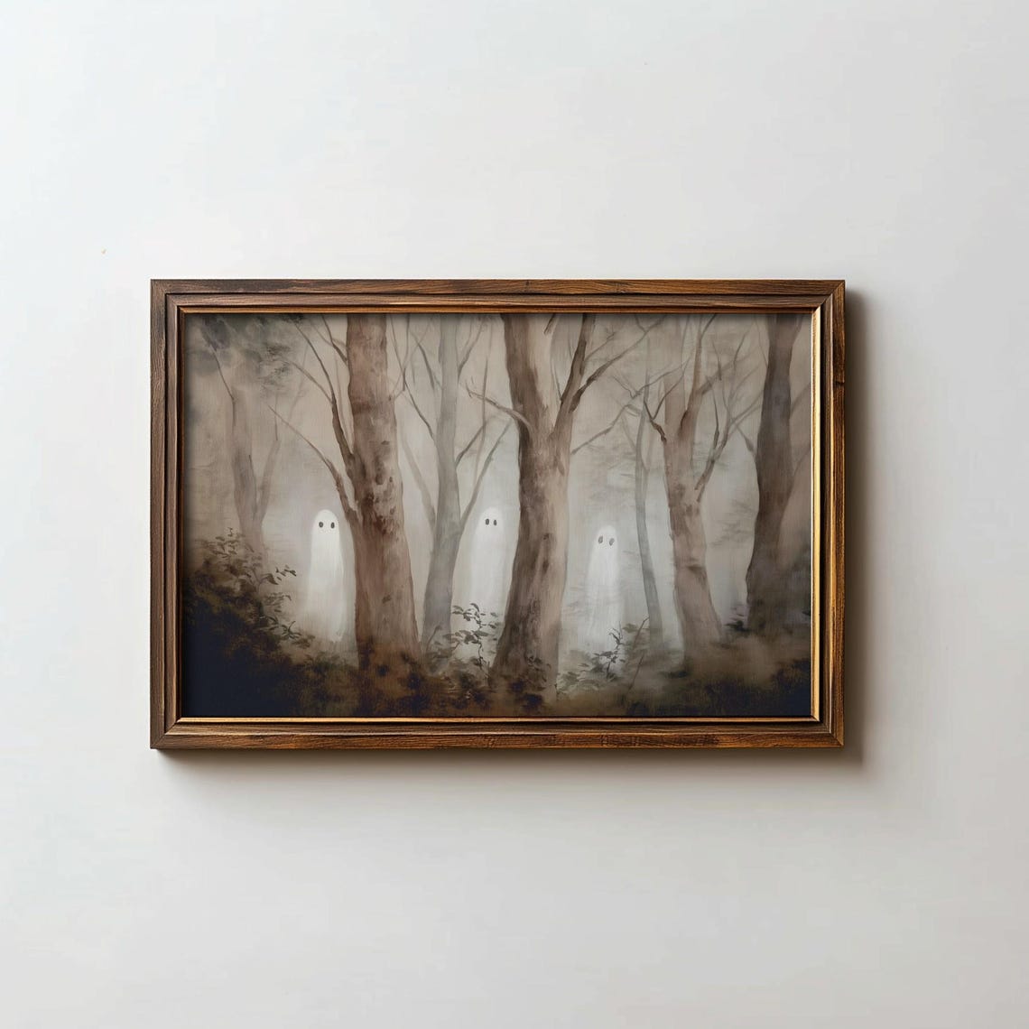 Ghost Print Fall Misty Forest Art Halloween Autumn Wall Digital Download
